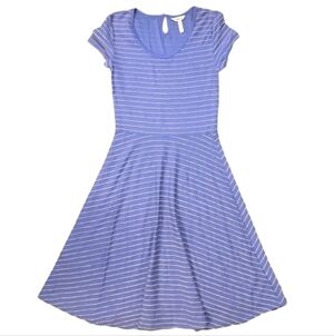Matilda Jane Exploration Blue Beige Textured Striped Dress XS